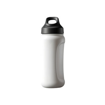 Reusable sport white water bottle png mockup on transparent background