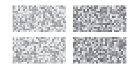 Monochrome pixelated censor bars in rectangle shapes. Ideal for covering sensitive content in graphic design, social media posts, and editorial layouts.