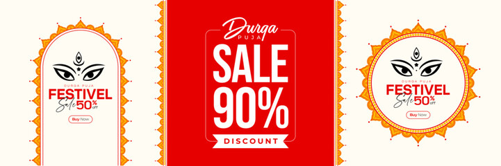 Durga Puja Sale Tag, Durga Puja Discount Tag, Durga Puja Frame Durga, Durga Puja Background,Durga Puja Festival offer, Discount, Sales Tags