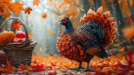 Frame of autumn Thanksgiving Day concept with warm cozy items, autumn leaves, pumpkins, pinecones on flat light background  