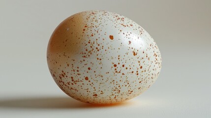 A single speckled bird egg isolated on a white background.