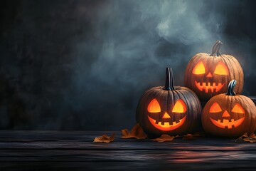 Halloween background with pumpkins halloween festival. Generative AI.