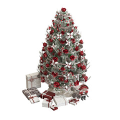 Christmas tree with decorations, isolate on a transparent background, 3d illustration, cg render
