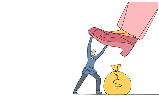 woman holding shoe over money bag clip art preview
