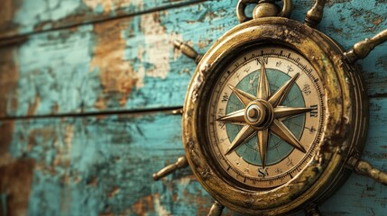 visual of a nautical-themed clock with a compass design and maritime elements.