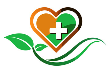 Healthcare Clinic Logo Design with Heart Icon Pictorial Mark