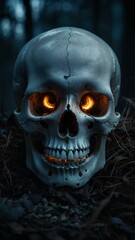 Mysterious Skull with Gothic Engravings in a Dark Fantasy Setting