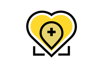 Healthcare Clinic Logo Design with Heart Icon Pictorial Mark