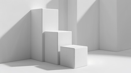 Minimalist White Product Display with Abstract Landscape