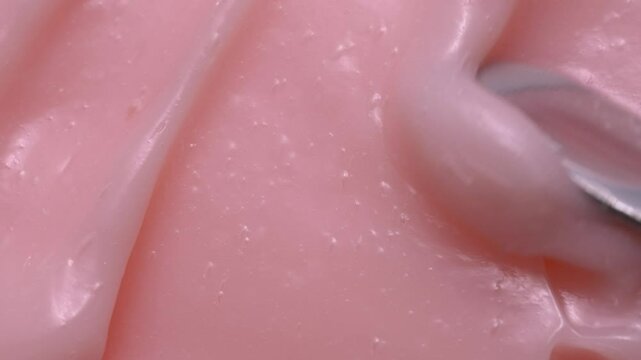Pink smooth eye, makeup skin cream texture, closeup beauty facial cosmetic mask