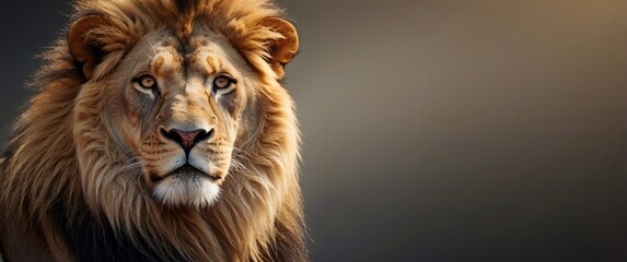 Fototapeta premium A Close-up Portrait of a Majestic Lion with a Golden Mane