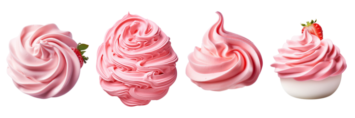 Delicious soft-serve ice cream in various swirls and cups, perfect for summer treats and desserts.