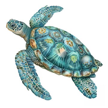 Quaint turtle with a patterned shell single object clipart