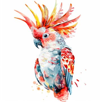 recommend clip art: Spirited cockatoo with colorful crest single object clipart