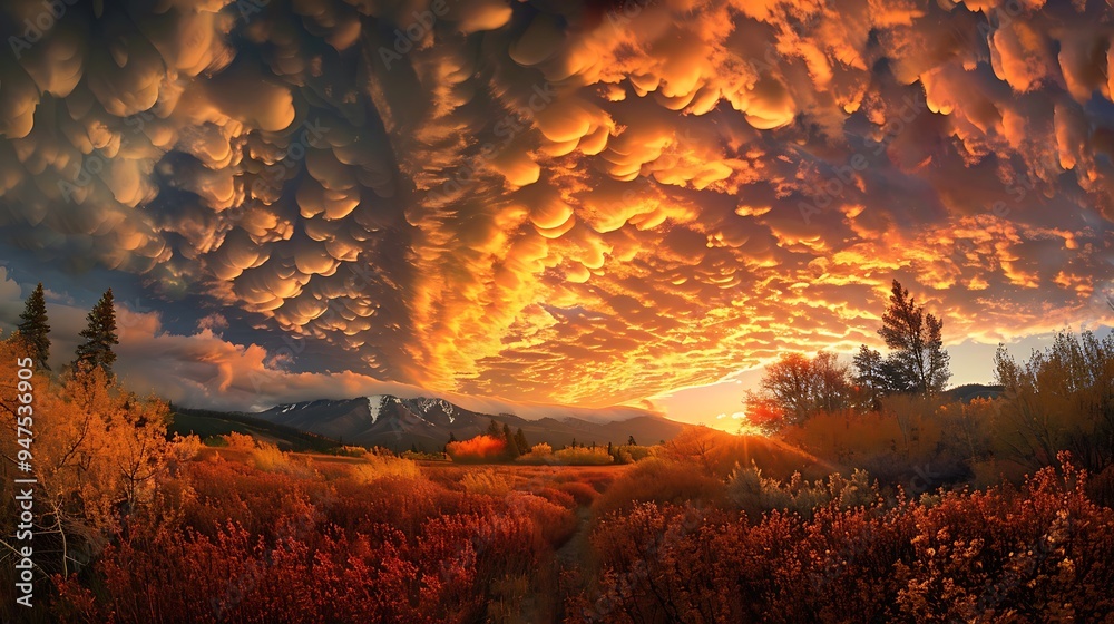 Canvas Prints dramatic sunset with golden clouds over rolling hills