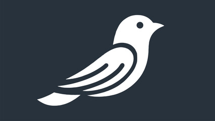 Obraz premium white bird logo, minimalism flat design style, solid dark grey background 