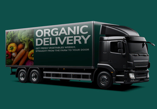 Delivery Truck Mockup With Generative AI