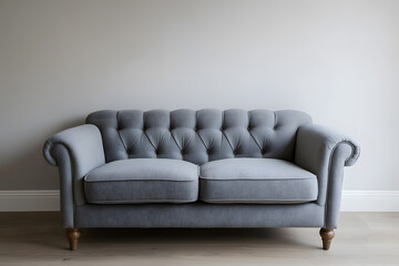 Modern grey sofa isolated on white background
