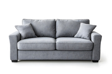Modern grey sofa isolated on white background