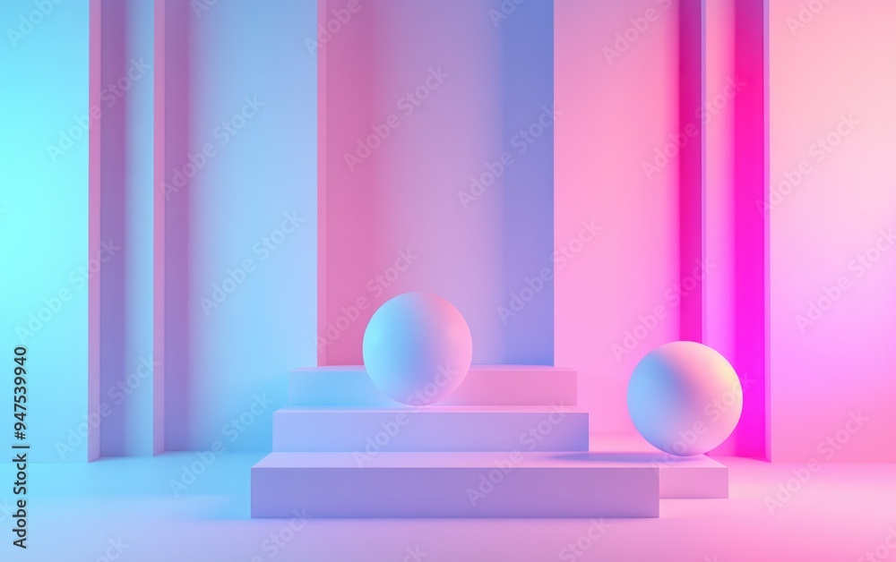Aufkleber abstract background for product showcasing featuring geometric shapes minimal pastel tones 3d render