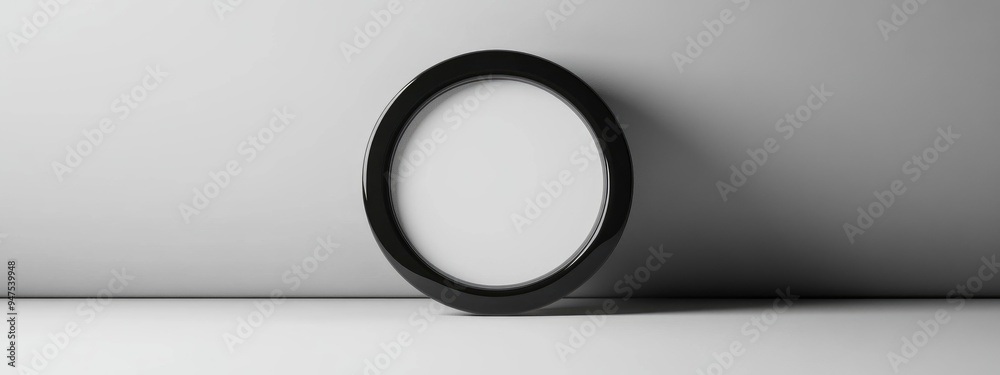 Poster Black and white circular display on a light background 3D rendered image