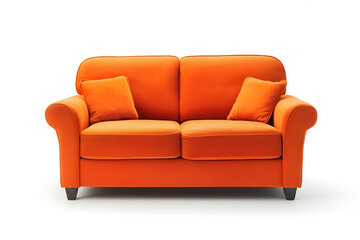Modern orange sofa isolated on white background