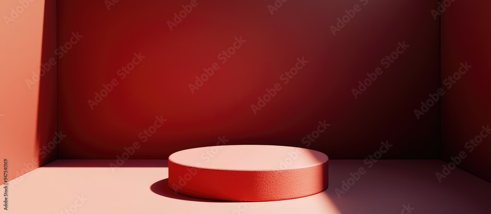 Poster abstract minimalist background featuring a pedestal rendered in 3d