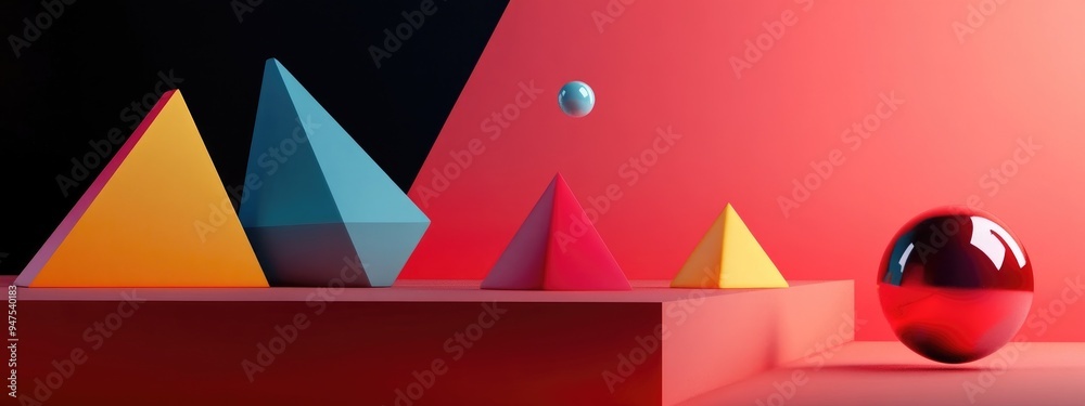 Poster stunning geometric shape backdrop 3d illustration and rendering