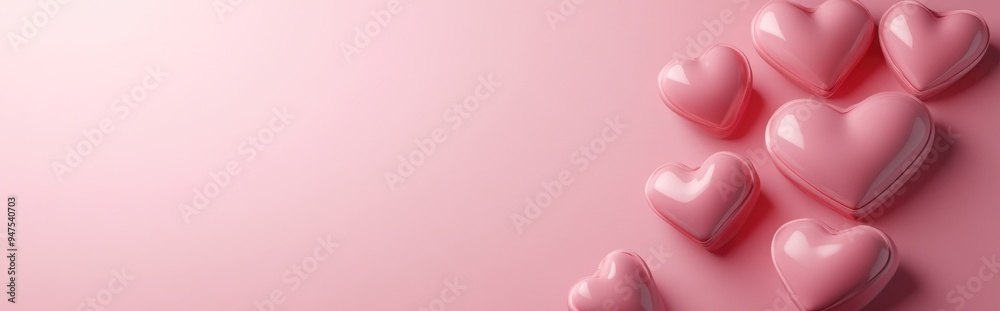 Poster soft pink monochromatic design for valentine s day product promotion blank area for text 3d renderin