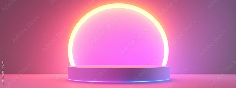 Poster abstract pastel colored background for cosmetic product presentation featuring a minimal podium disp