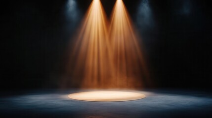 A dramatic spotlight shines on an empty stage, creating a mysterious and captivating atmosphere for performances and events.