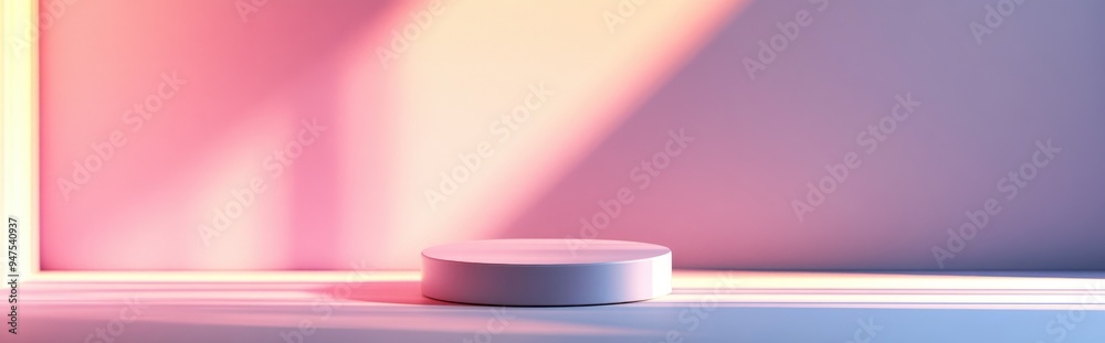 Poster Minimalist abstract backdrop with pedestal 3D illustration and rendering