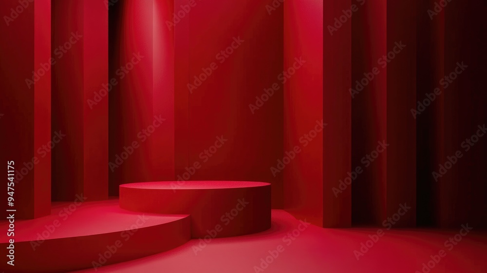 Poster Red abstract vertical background for product display 3D rendering