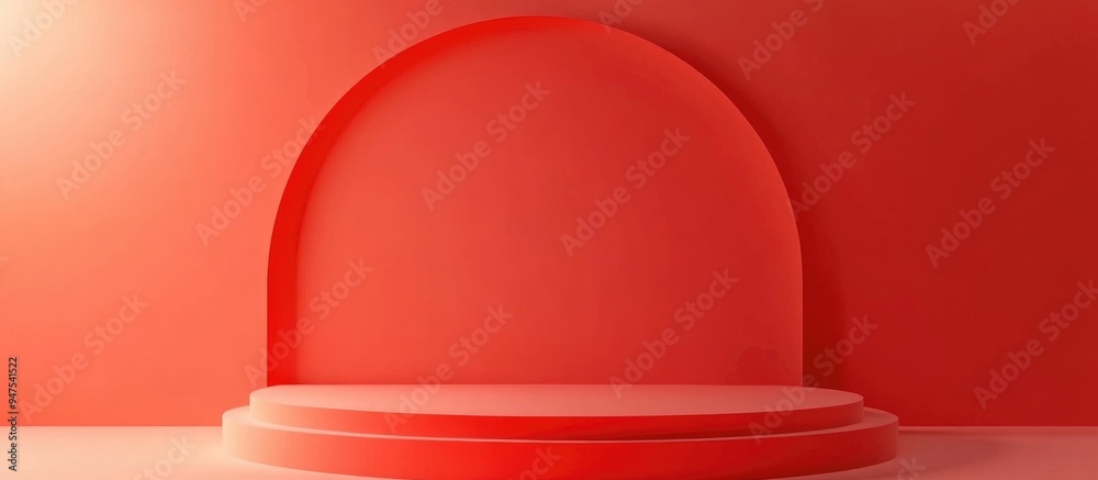 Aufkleber Abstract minimal red geometric shape background display mockup for podium presentation 3D rendering