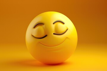 Fototapeta premium Yellow emoji with dreamy eyes, blissful and serene, 3D vector icon, vibrant.