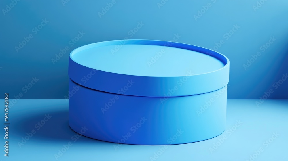 Aufkleber blue empty round box display blank circular base holder for products 3d render