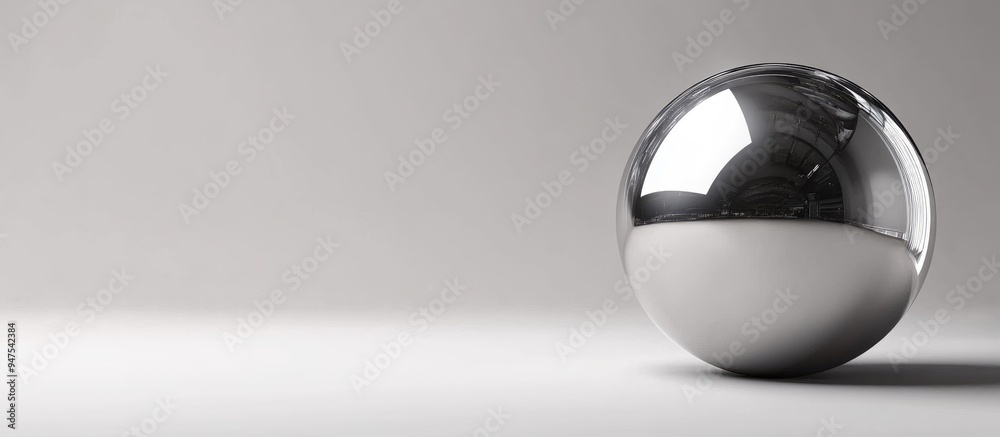 Aufkleber gray metallic sphere on a white background with reflective glare 3d rendering
