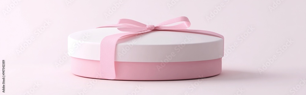Poster round gift box isolated on a white background 3d rendering