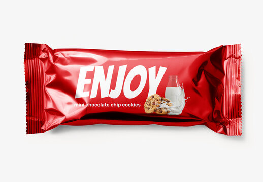 Product Packaging Flatlay Cookie Sachet Mockup With Generative AI
