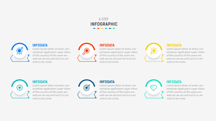 Business  infographics design for Six Step, option, parts or process. Infographic 6 element design template for presentation.  process diagram, step banner, flow chart, 6 option template.