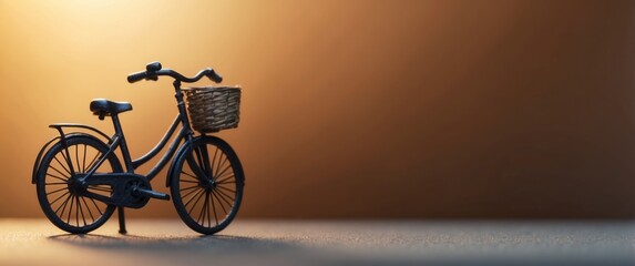 Silhouette of a Vintage Bicycle with a Basket in Golden Light