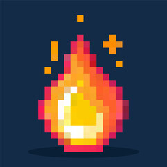 Fire in pixel art vector