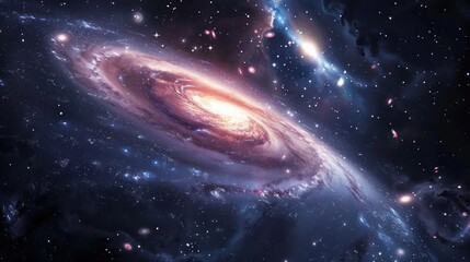 Obraz premium A Cosmic Dance of Light and Dust: A Spiral Galaxy in Deep Space