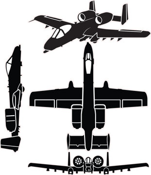 Fighter jet vector set with outline