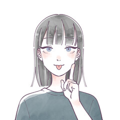 気付く女性　水彩