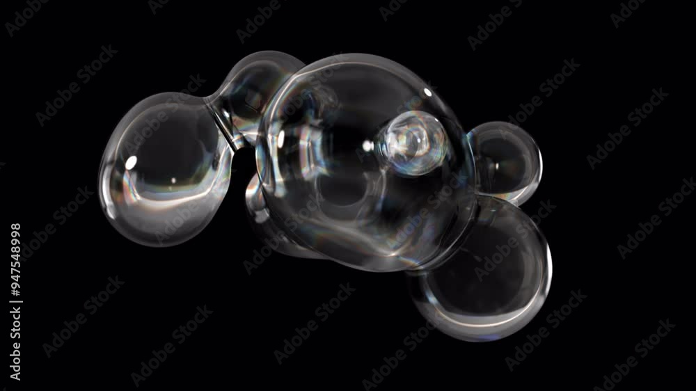Poster a metaball animation of morphing liquid blobs. 3d abstract clear metaballs in the background. 4k ult