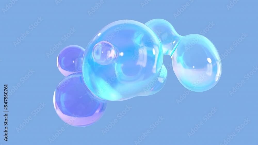 Poster metaball animation of morphing liquid blobs. background of 3d abstract colorful metaballs. in ultra 
