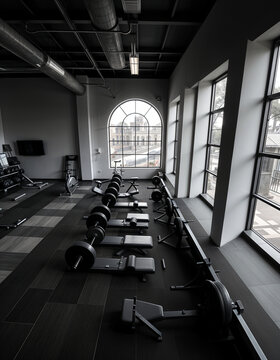 Gimnasio con m&aacute;quinas de ejercicios