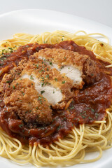美味しいチキンカツとパスタソース