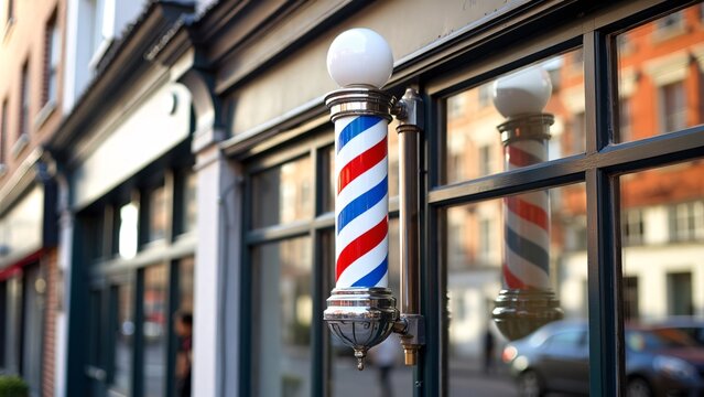 Baber rolling pole outside barber shop